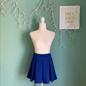 Royal Blue Pleated Mini Skirt